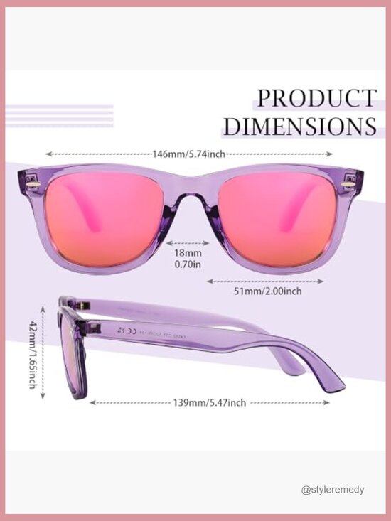 Polarized Mirrored Sunglasses with UV400 Protection, Square Frame main image 6